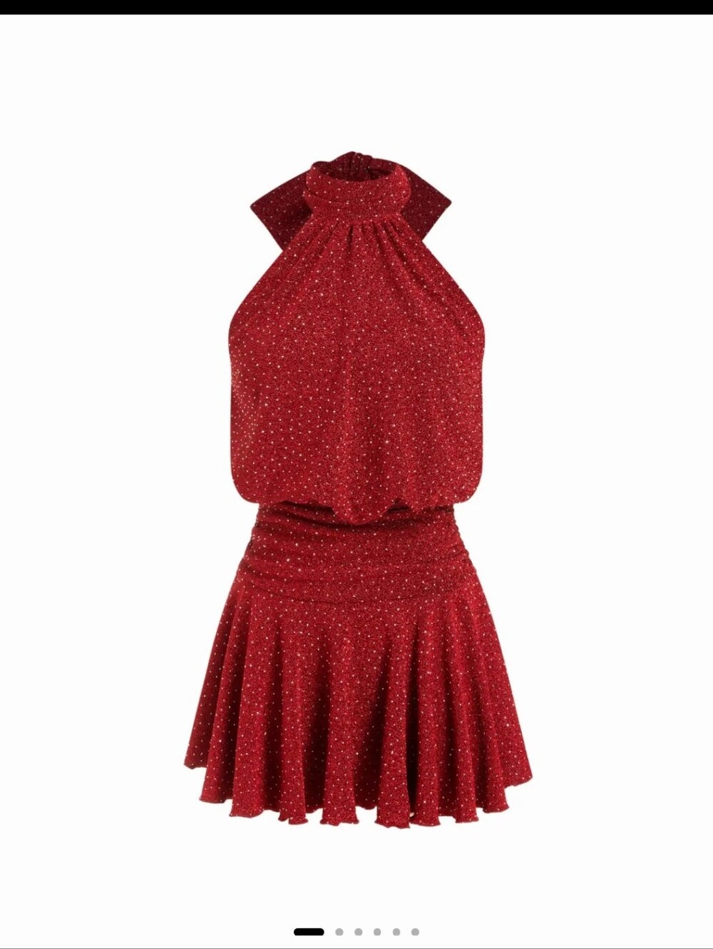 Cider Red Sparkle Halter Ruffle Hem Mini Dress Size Large